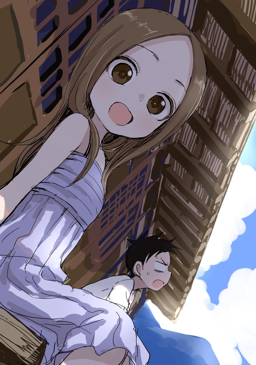 takagi-san and nishikata (karakai jouzu no takagi-san) drawn by yamamoto_souichirou