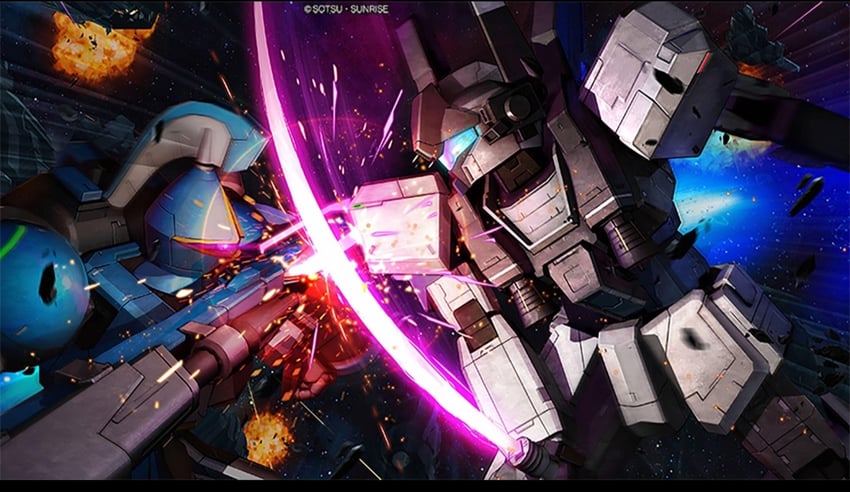 gyan, gm night seeker space type, and gm night seeker (gundam and 3 more) drawn by tenjin_hidetaka