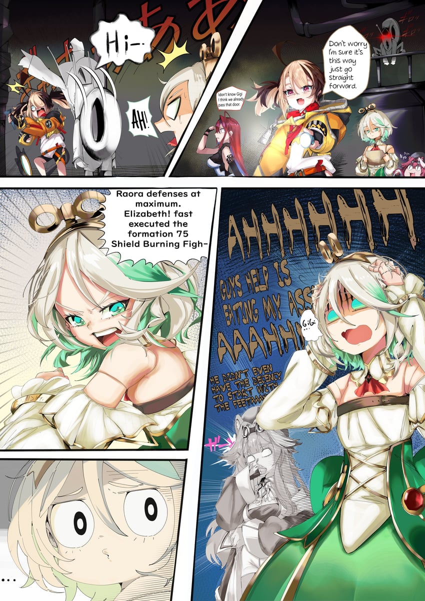 raora panthera, gigi murin, cecilia immergreen, and elizabeth rose bloodflame (hololive and 2 more) drawn by byxis
