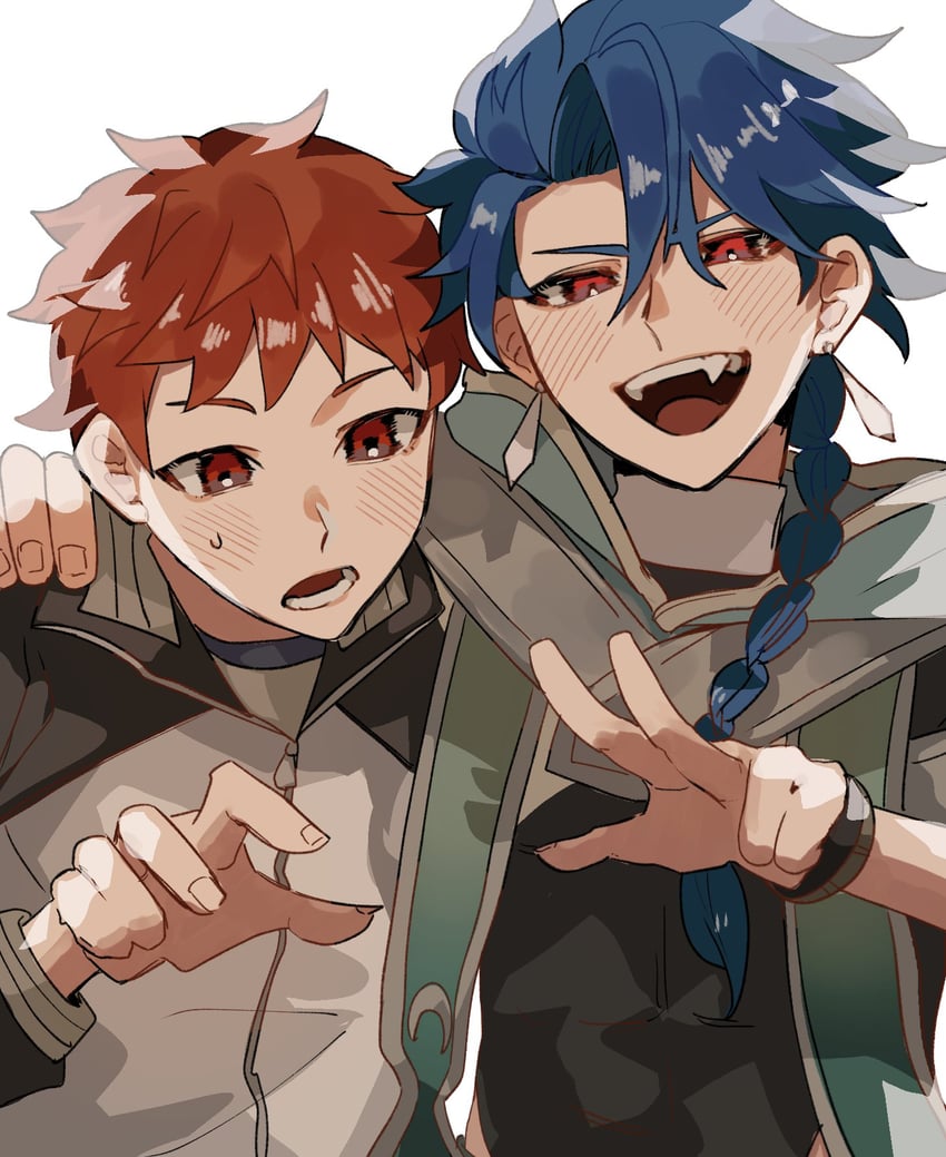 emiya shirou, cu chulainn, and setanta (fate and 2 more) drawn by syusyaku