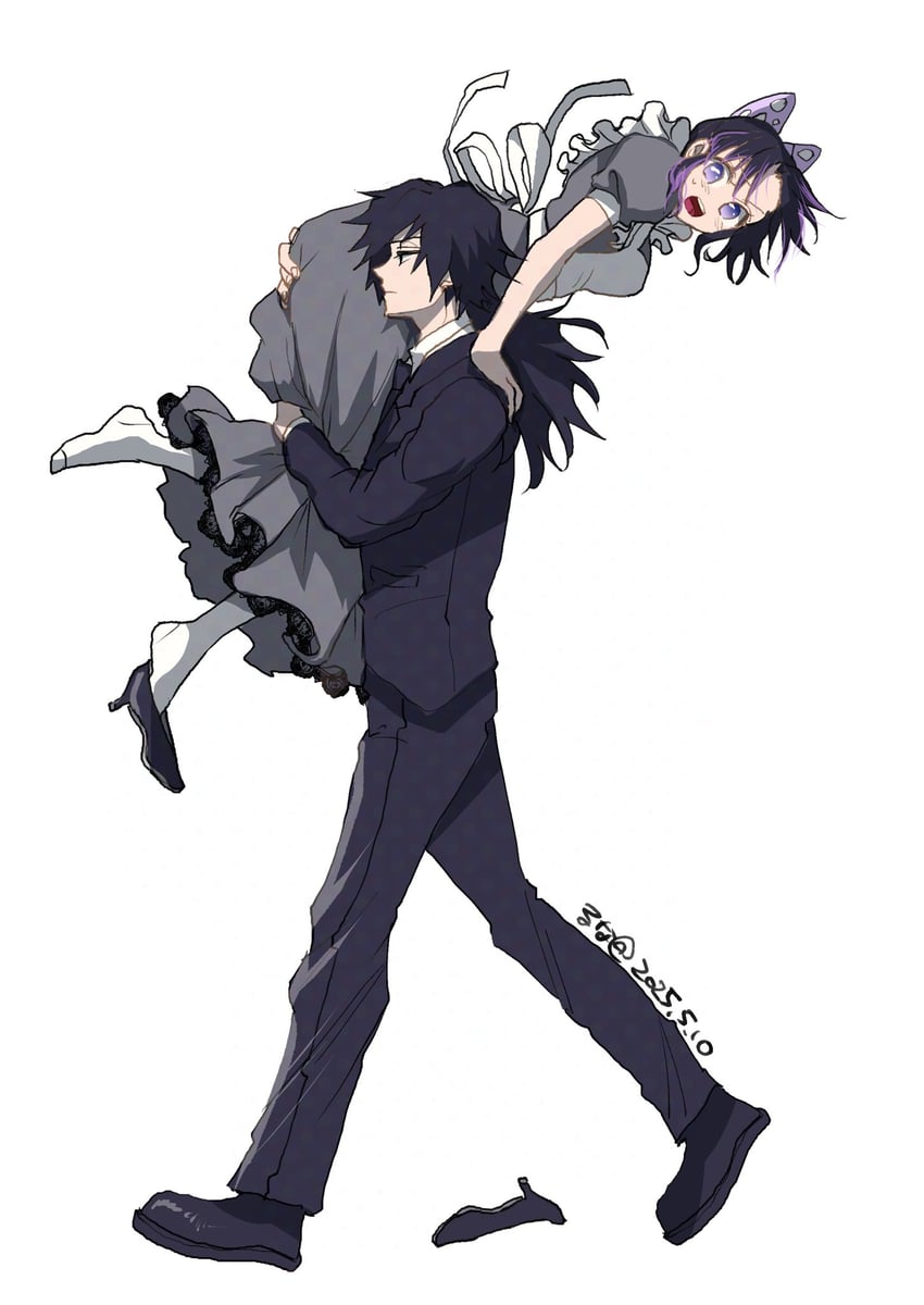 kochou shinobu and tomioka giyuu (kimetsu no yaiba) drawn by miku_namu