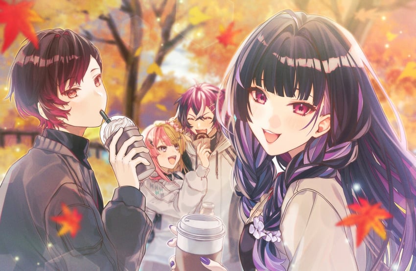 meloco kyoran, doppio dropscythe, kotoka torahime, and ver vermillion (nijisanji and 1 more) drawn by kaburagi_(pnoir087)