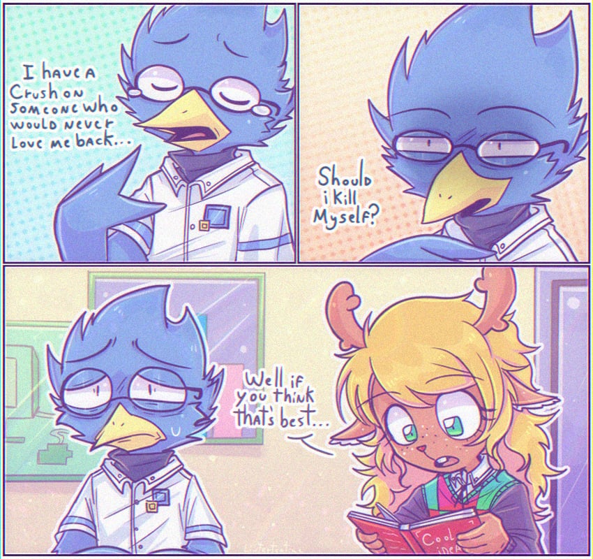 noelle holiday and berdly (deltarune) drawn by linterteatime