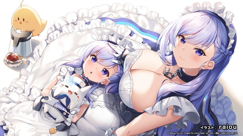 manjuu, belfast, meowfficer, and little bel (azur lane and 1 more) drawn by raiou