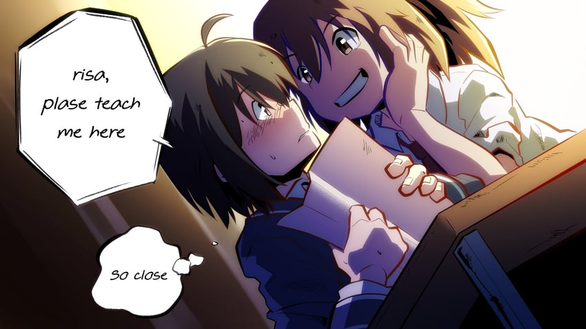 honjou kaede and shiramine risa (itai no wa iya nano de bougyoryoku ni kyokufuri shitai to omoimasu) drawn by thunder_line