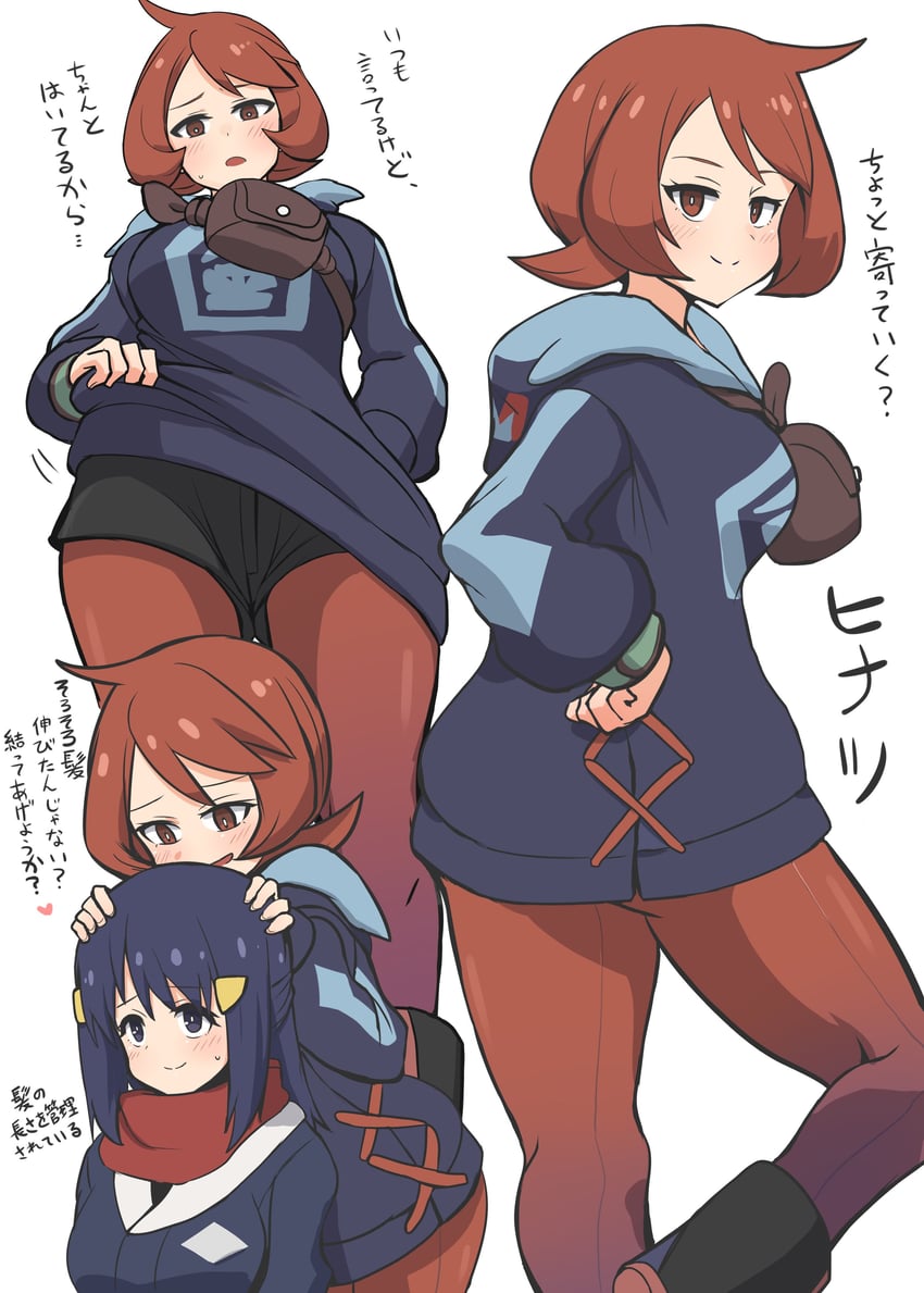 akari and arezu (pokemon and 1 more) drawn by asyura_kumo