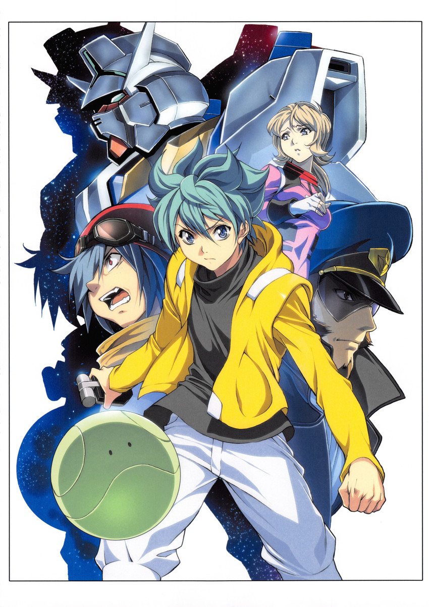 haro, gundam age-1, flit asuno, emily armond, gundam age-1 normal, and 2 more (gundam and 1 more) drawn by homare_(fool's_art)