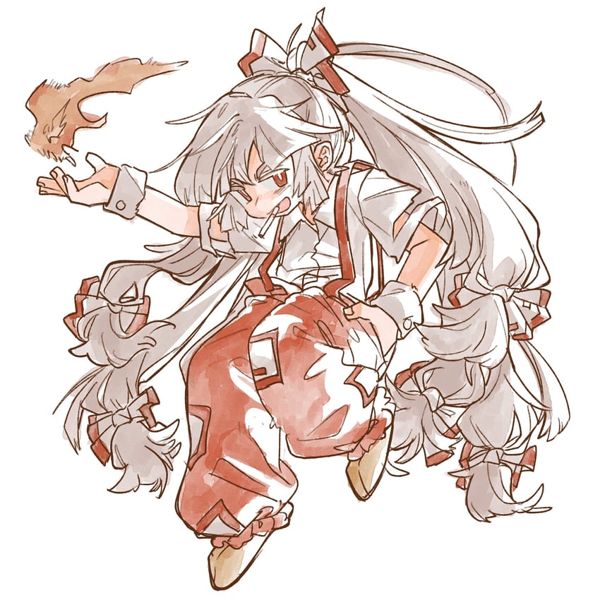 fujiwara no mokou (touhou and 1 more) drawn by ezier
