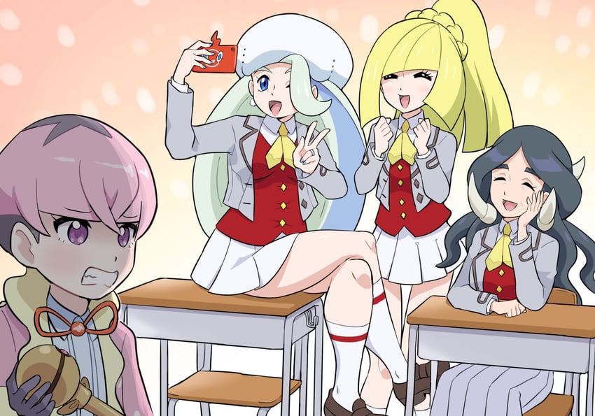 rotom, rotom phone, lusamine, melony, ortega, and 2 more (pokemon and 5 more) drawn by pokemoa