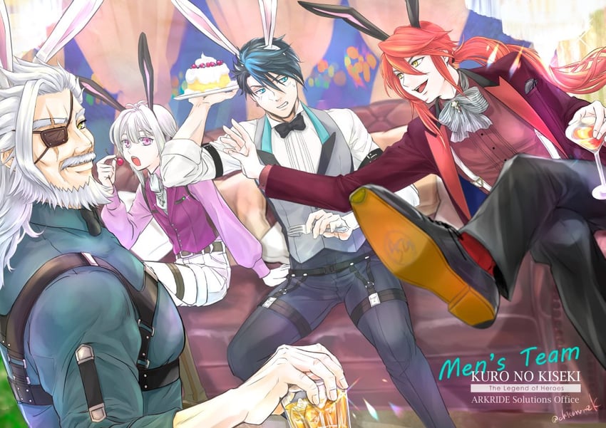 van arkride, aaron wei, quatre salision, and bergard zeman (eiyuu densetsu and 2 more) drawn by chisarune