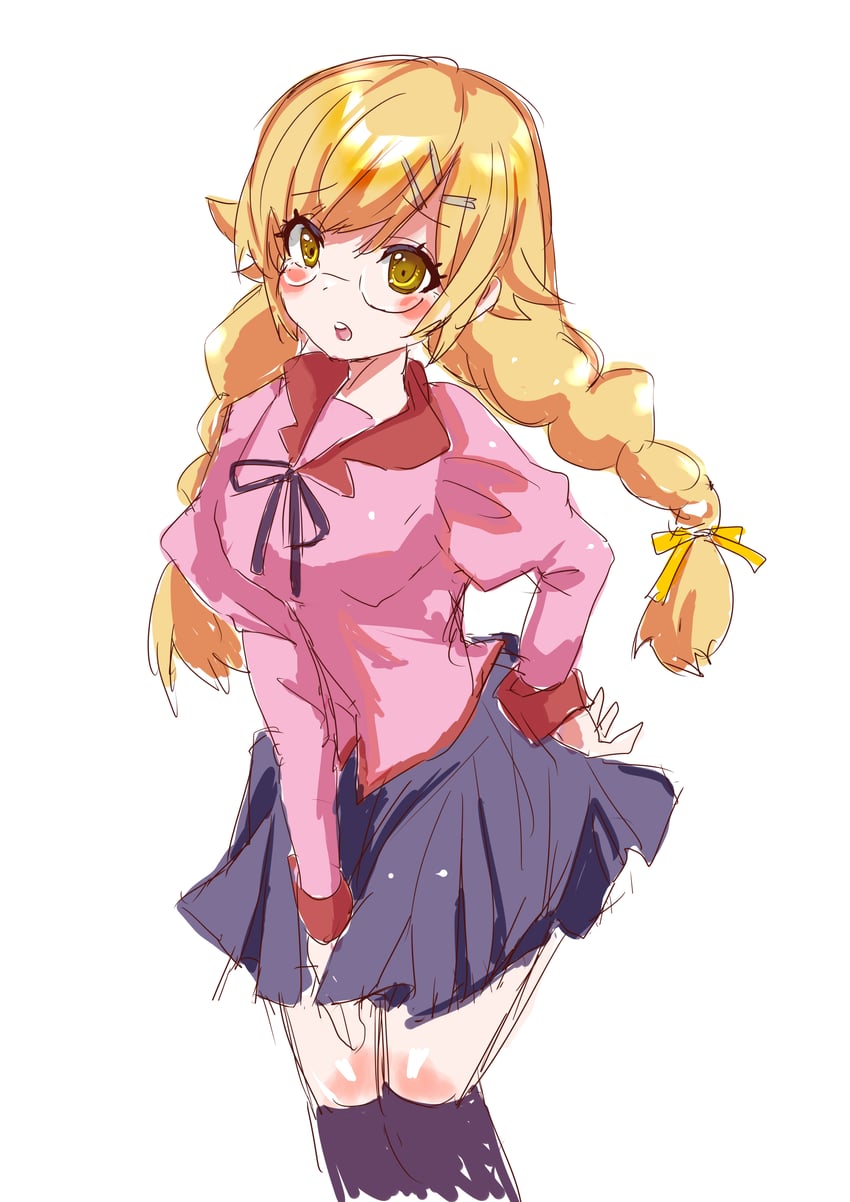 oshino shinobu (monogatari and 2 more) drawn by apple_tea_(mellonnicola)