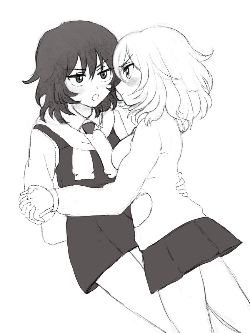 andou and oshida (girls und panzer) drawn by nikin_2323