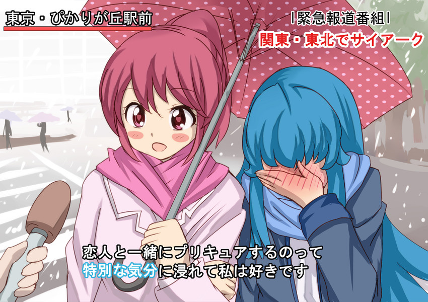 shirayuki hime and aino megumi (precure and 1 more) drawn by p-chan_(mitsuta52)