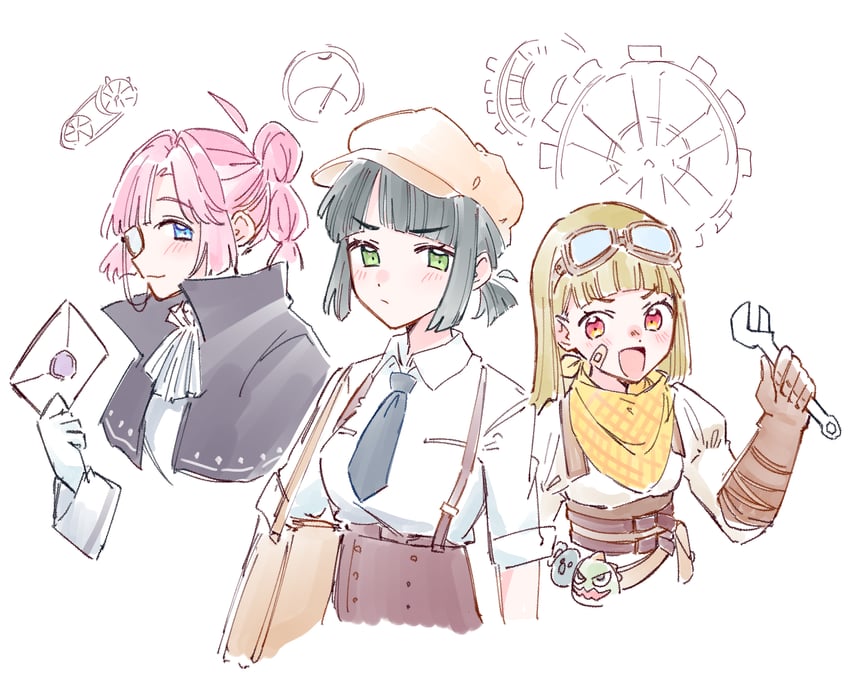 momose ginko, anyoji hime, kachimachi kosuzu, and gonzales (love live! and 1 more) drawn by zangemiya