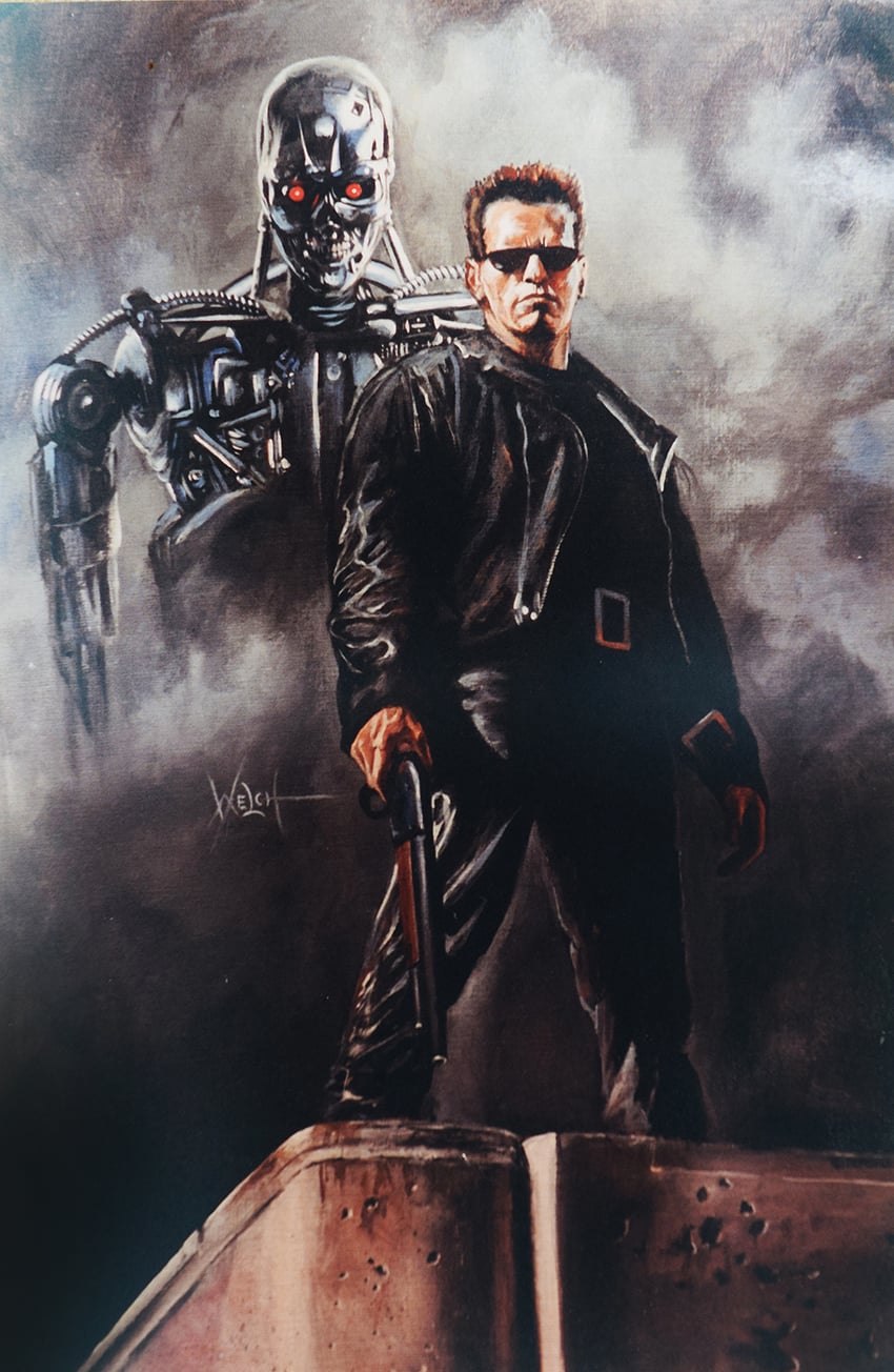 t-800 and arnold schwarzenegger (terminator and 1 more) drawn by woodywelch