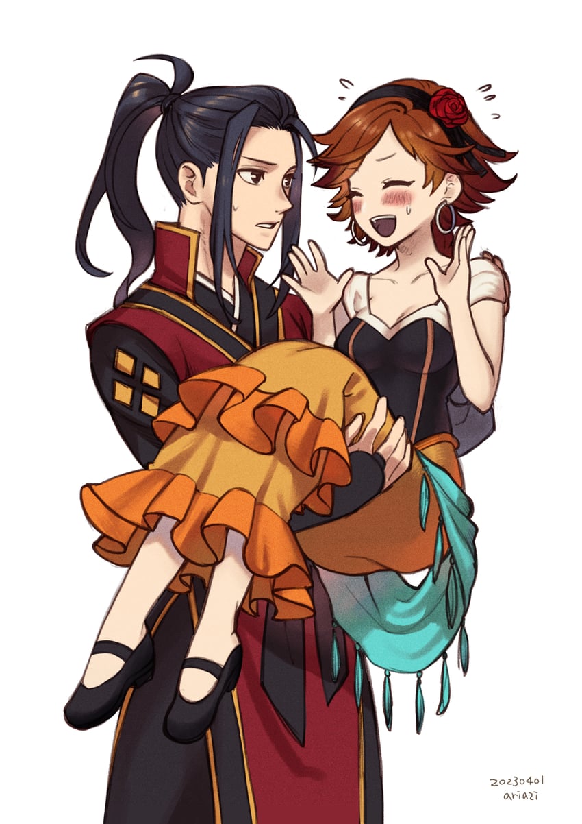 hikari ku and agnea bristarni (octopath traveler and 1 more) drawn by ariazi