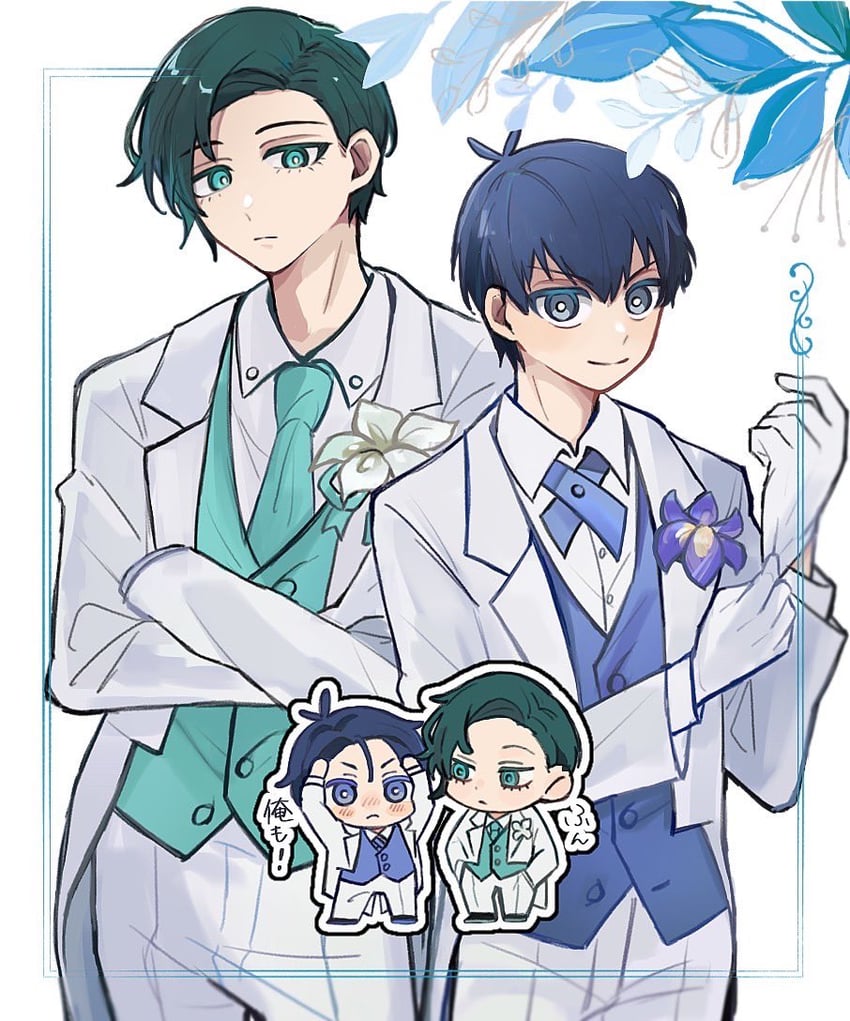 isagi yoichi and itoshi rin (blue lock) drawn by l2blq1