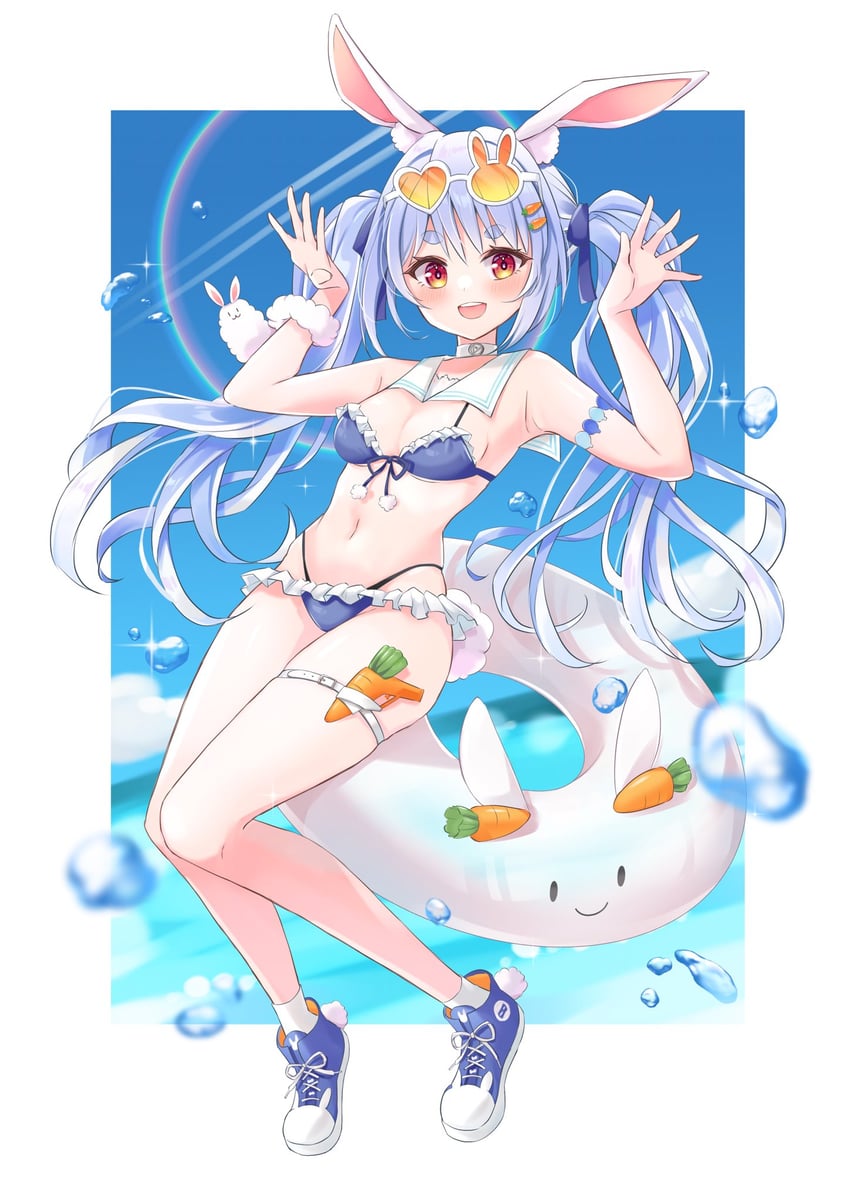 usada pekora, don-chan, and pekomon (hololive) drawn by null_maru