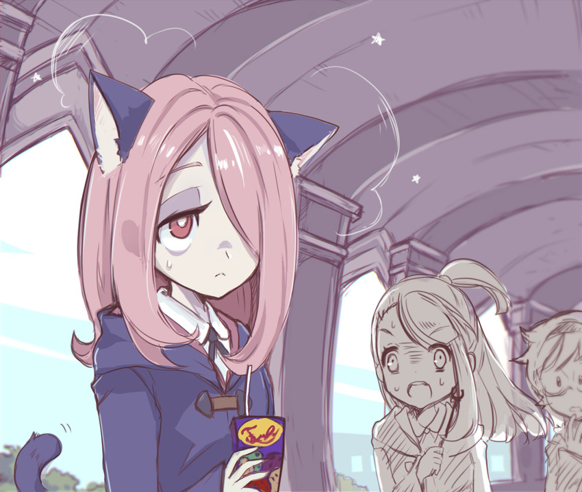 kagari atsuko, sucy manbavaran, and lotte jansson (little witch academia) drawn by maodouzi