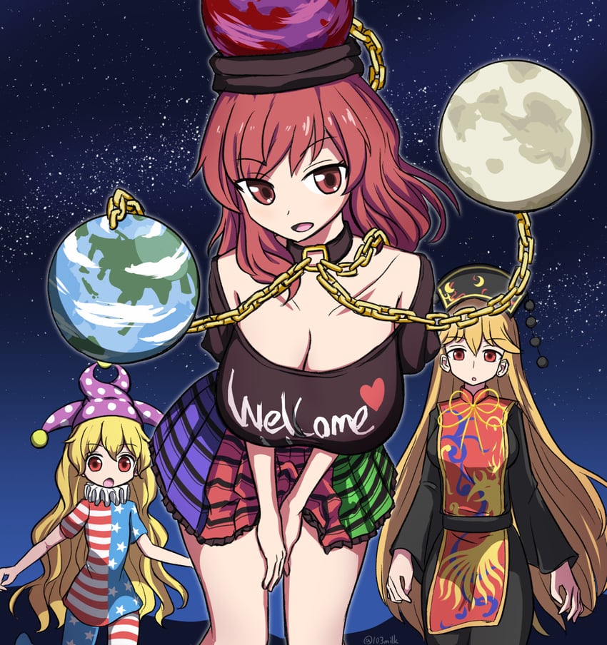 clownpiece, junko, and hecatia lapislazuli (touhou) drawn by igu_(103milk)