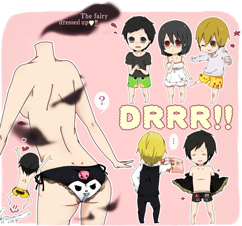 pikachu, hello kitty, kuromi, orihara izaya, sonohara anri, and 6 more (pokemon and 5 more) drawn by tamori_xxx