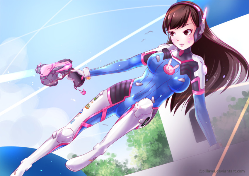 d.va (overwatch and 1 more) drawn by pillaws