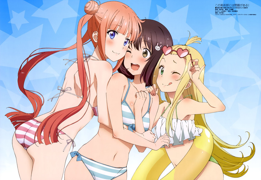 usami mizuki, colette, and imari maria (megami magazine and 1 more) drawn by fujii_yui