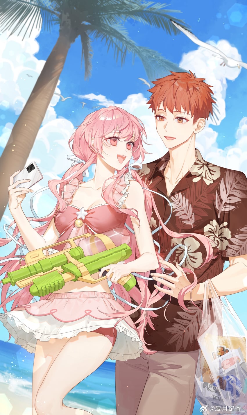 emiya shirou and momomiya shizuku (original and 2 more)