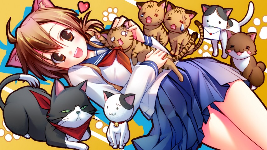 mizuno kaede, nyamsas, and tama (nyan koi!) drawn by takoyaki_(roast)