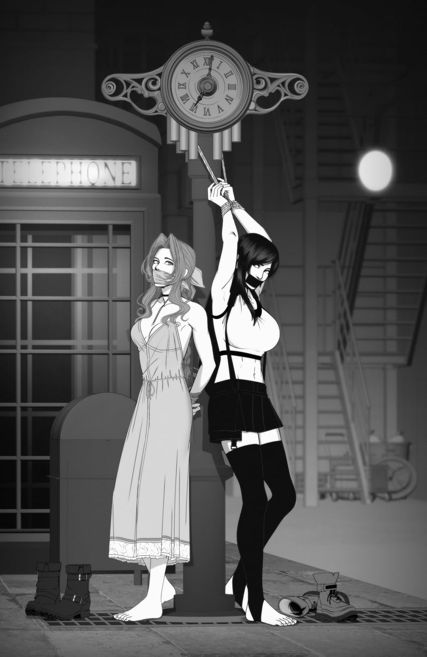 tifa lockhart and aerith gainsborough (final fantasy and 2 more) drawn by kusujinn