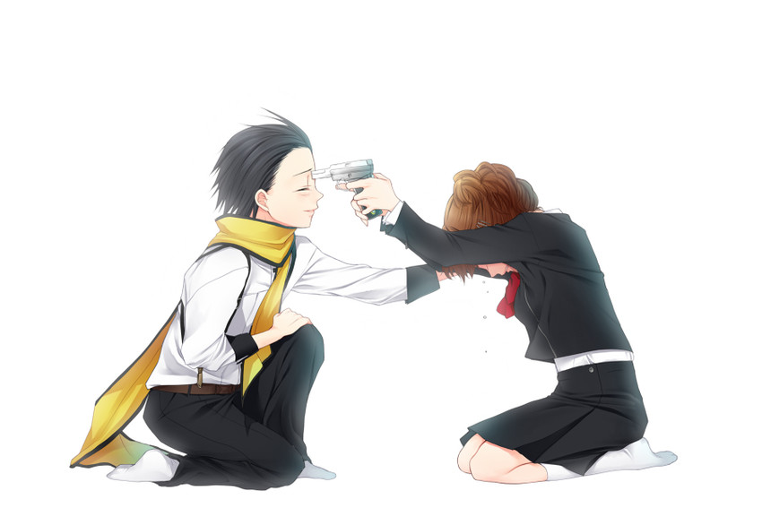 shiomi kotone and mochizuki ryouji (persona and 2 more) drawn by shizutani