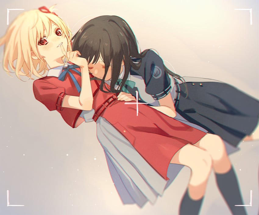nishikigi chisato and inoue takina (lycoris recoil) drawn by nonenannn