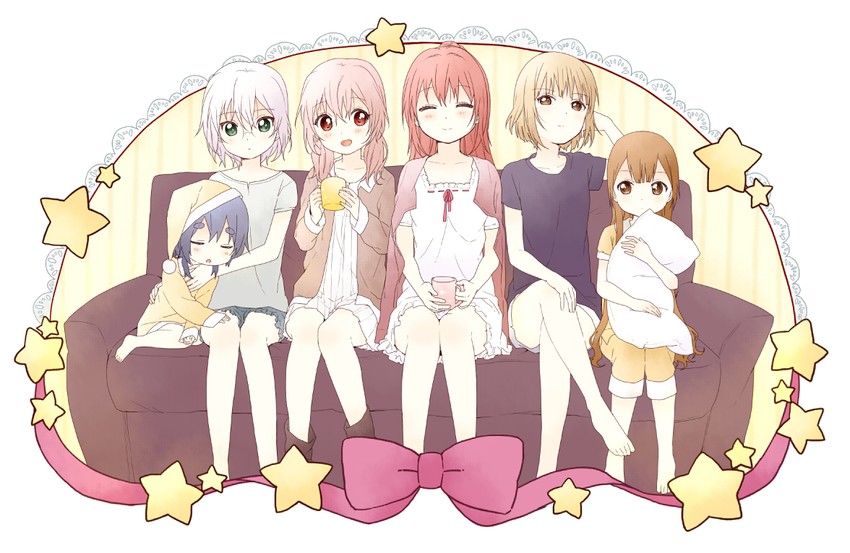 oomuro hanako, akaza akane, oomuro nadeshiko, ikeda chizuru, furutani kaede, and 1 more (yuruyuri) drawn by namori