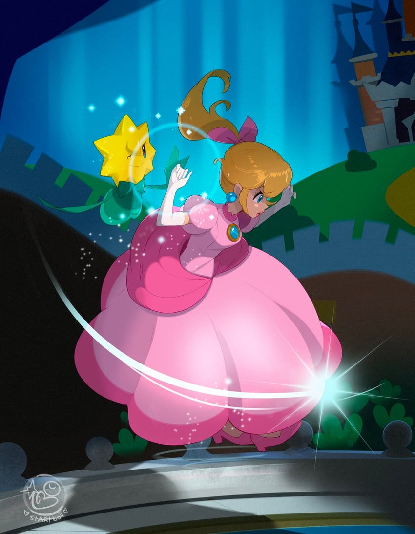 princess peach and stella (mario and 1 more) drawn by startboii