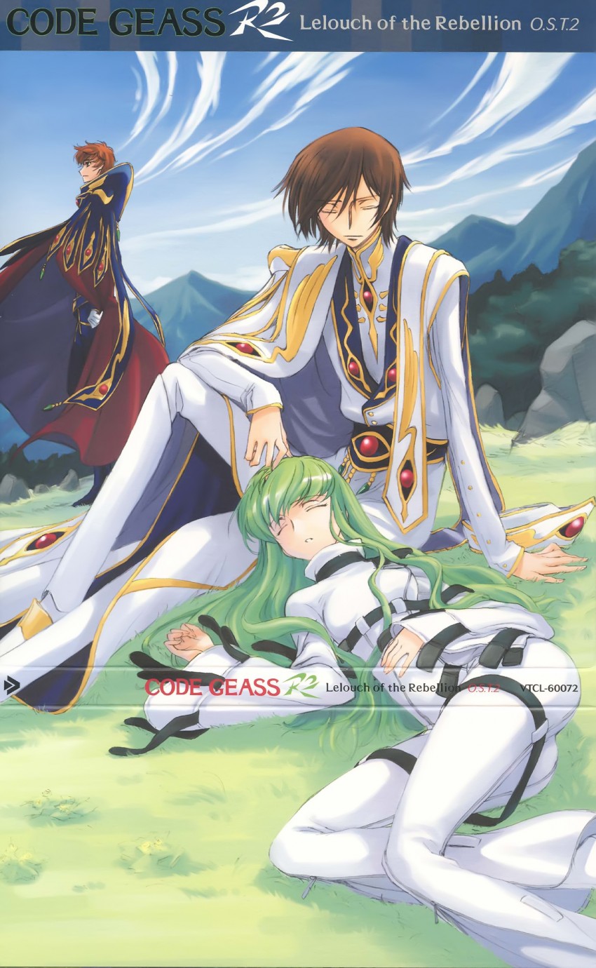 c.c., lelouch vi britannia, and kururugi suzaku (code geass) drawn by kimura_takahiro and ookouchi_ricca