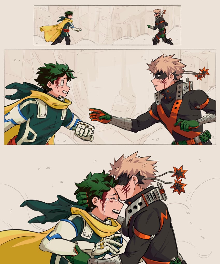 midoriya izuku and bakugou katsuki (boku no hero academia) drawn by daniartonline