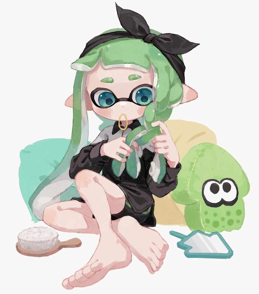 inkling player character and inkling girl (splatoon) drawn by myon_rio