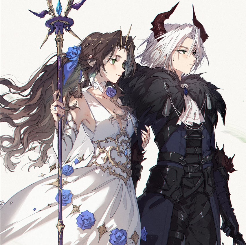 aerith gainsborough and sephiroth (final fantasy and 3 more) drawn by kieta