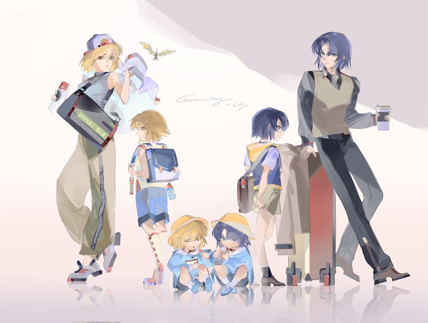 cagalli yula athha and athrun zala (gundam and 3 more) drawn by talentbun