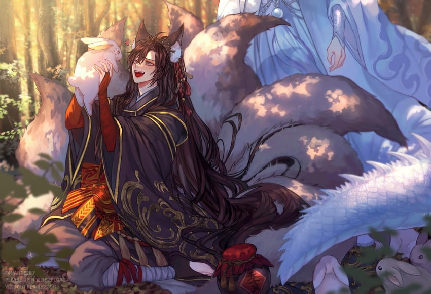wei wuxian and lan wangji (modao zushi) drawn by ganen_cheese