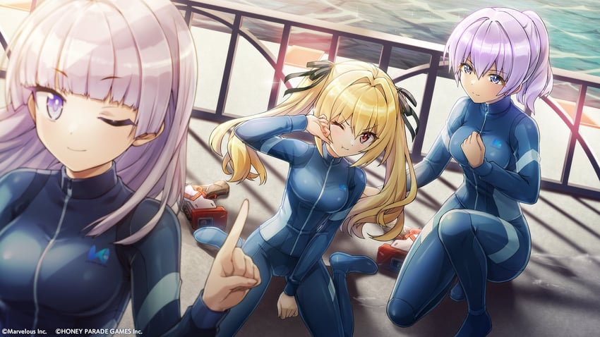 schnee weissberg, kazami ellen, and souma hayate (dolphin wave) drawn by ootomo_takuji