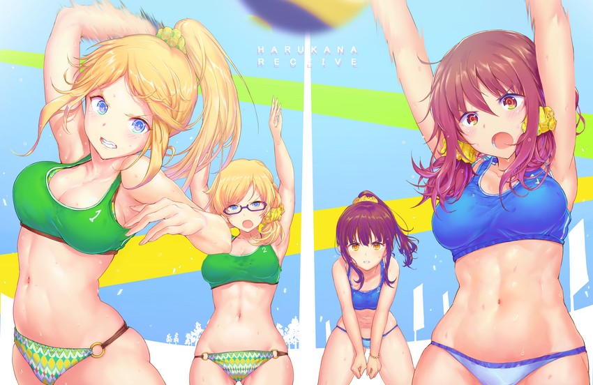 oozora haruka, higa kanata, thomas claire, and thomas emily (harukana receive) drawn by frgs
