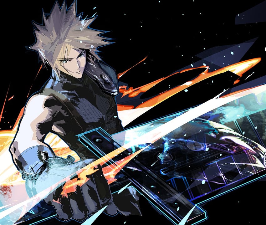 cloud strife (final fantasy and 2 more) drawn by cofffee