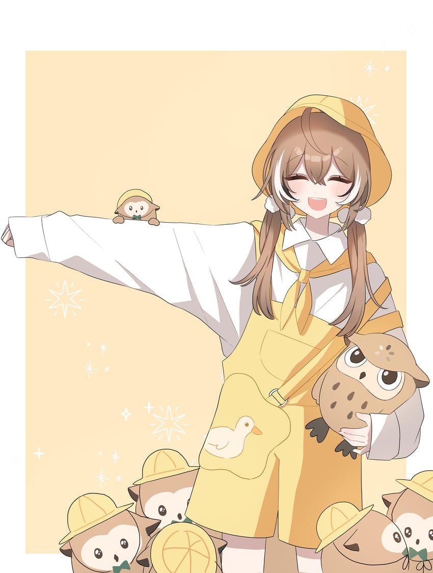 nanashi mumei, hootsie, and hooman (hololive and 1 more) drawn by xx_tk9