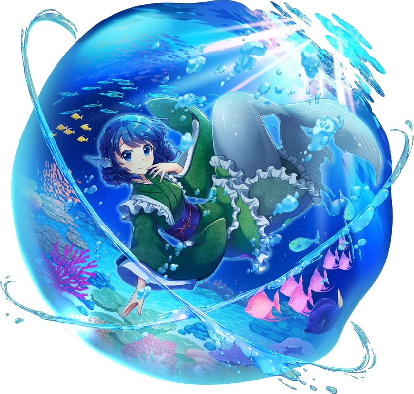 wakasagihime (touhou and 1 more) drawn by rotte_(1109)