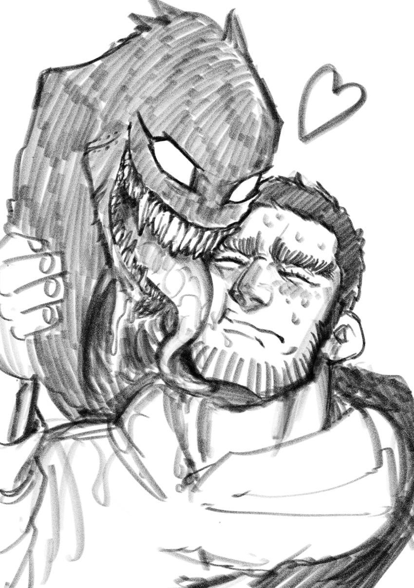 ogata hyakunosuke, tanigaki genjirou, and venom (marvel and 2 more) drawn by kasuke_(li_tgknk)