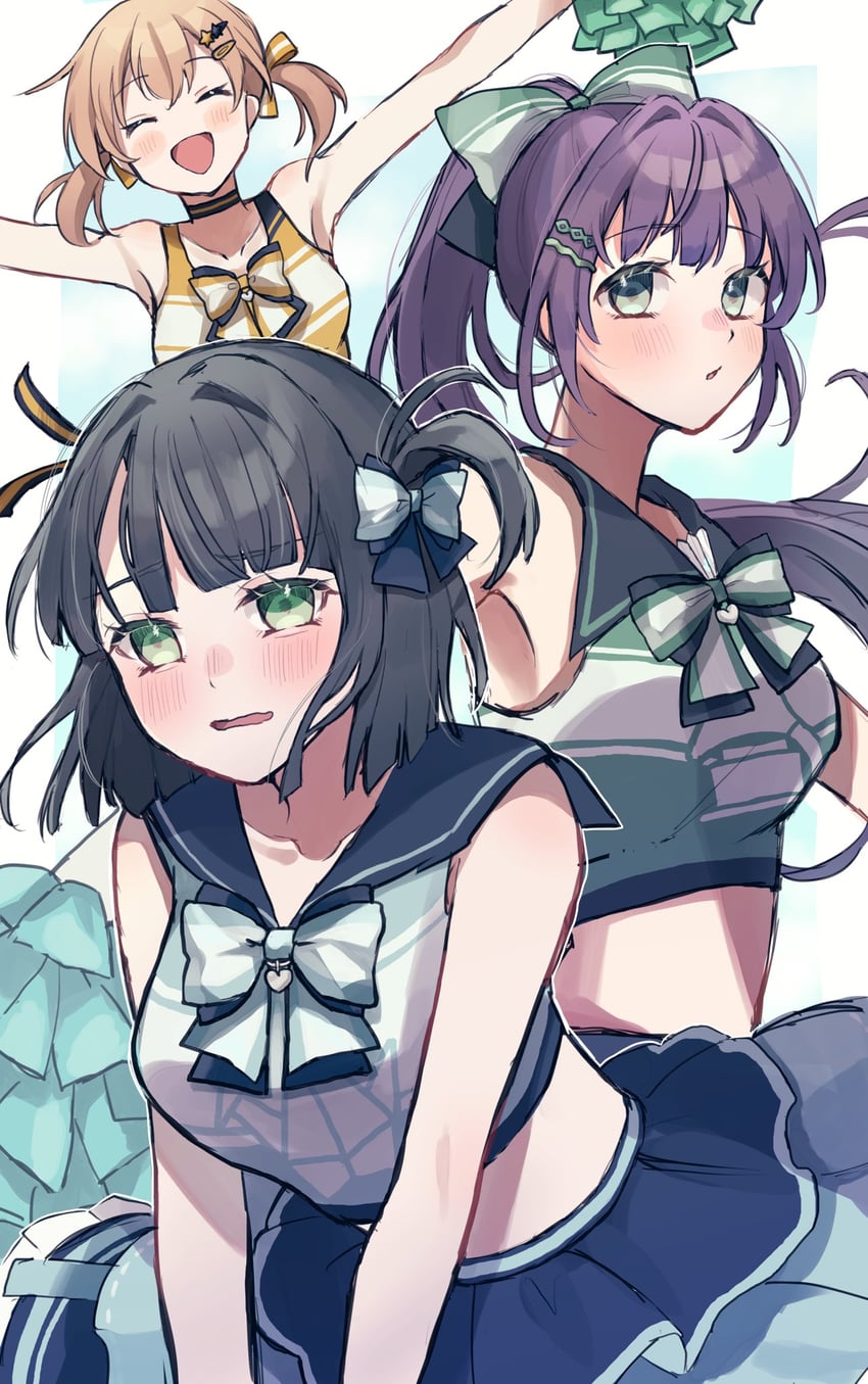 hinoshita kaho, otomune kozue, and momose ginko (love live! and 1 more) drawn by lilac_(li_lac_3)