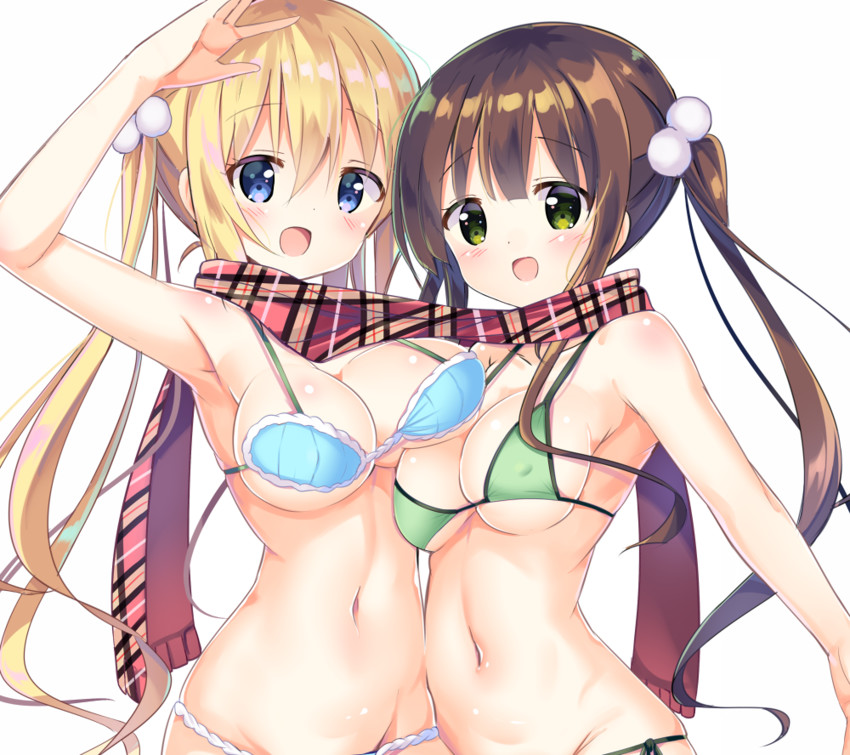 ujimatsu chiya and hinata kaho (gochuumon wa usagi desu ka? and 2 more) drawn by kurou_(quadruple_zero)