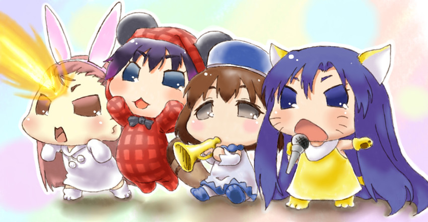 chihyaa, yukipo, makochii, and io (idolmaster and 2 more) drawn by kawahagi_modoki