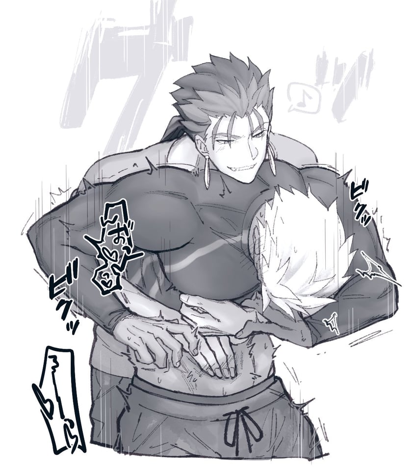 cu chulainn and archer (fate and 1 more) drawn by suginamayuge